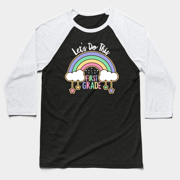 First Grade Rainbow Girls Boys Teacher Team 1st Grade Squad Back To School Baseball T-Shirt by UniqueTeeDesigns